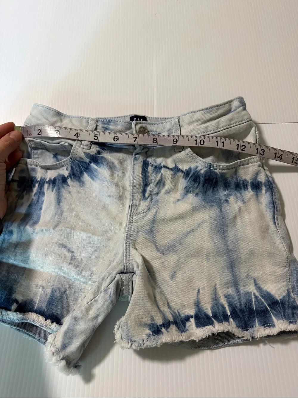 Gap Tie-Dye Denim Shorts Light Blue Navy girls size 12